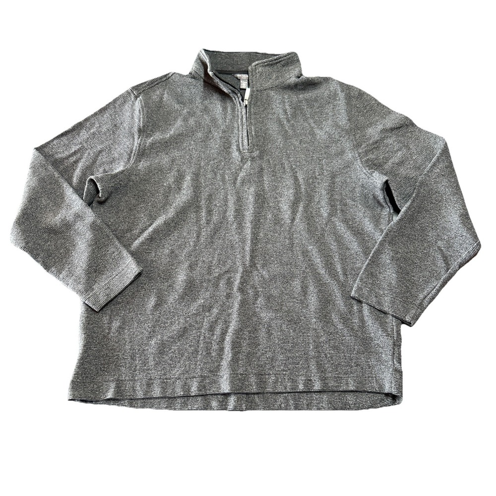 Van Heusen Mens Flex Classic-Fit Quarter-Zip‎ Pullover XL Charcoal Grey